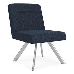willow lounge lobby reception waiting armless guest chair / silver steel / blue