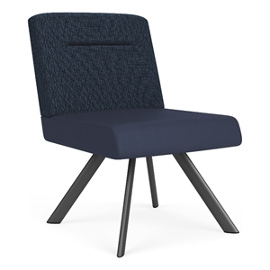 willow lounge reception armless guest chair / charcoal steel / blue / blue