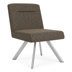 willow lounge lobby reception waiting armless guest chair / silver steel / brown