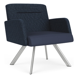 willow lounge reception bariatric chair / silver steel / blue / dark blue