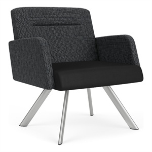willow lounge reception bariatric chair / silver steel / black / dark gray