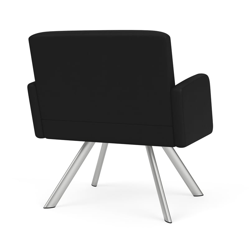 Willow Lounge Lobby Reception Waiting Bariatric Chair / Silver Steel / Black