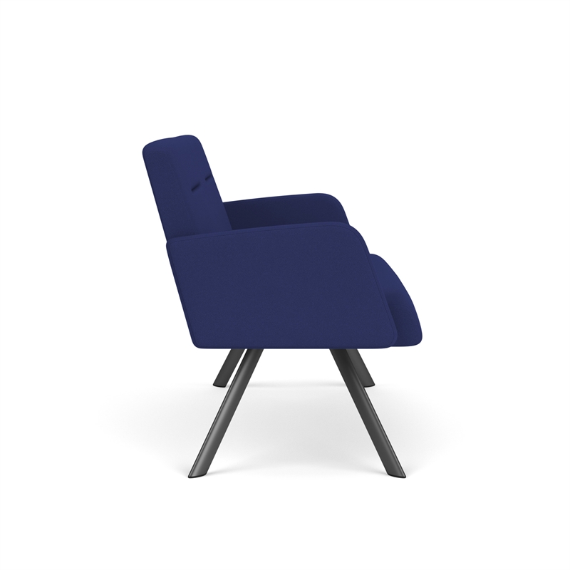 Willow Lounge Lobby Reception Waiting Loveseat / Charcoal Steel / Blue