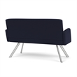 Willow Lounge Lobby Reception Waiting Loveseat / Silver Steel / Navy Blue