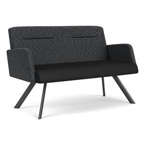 willow lounge reception waiting loveseat / charcoal steel / black / dark gray