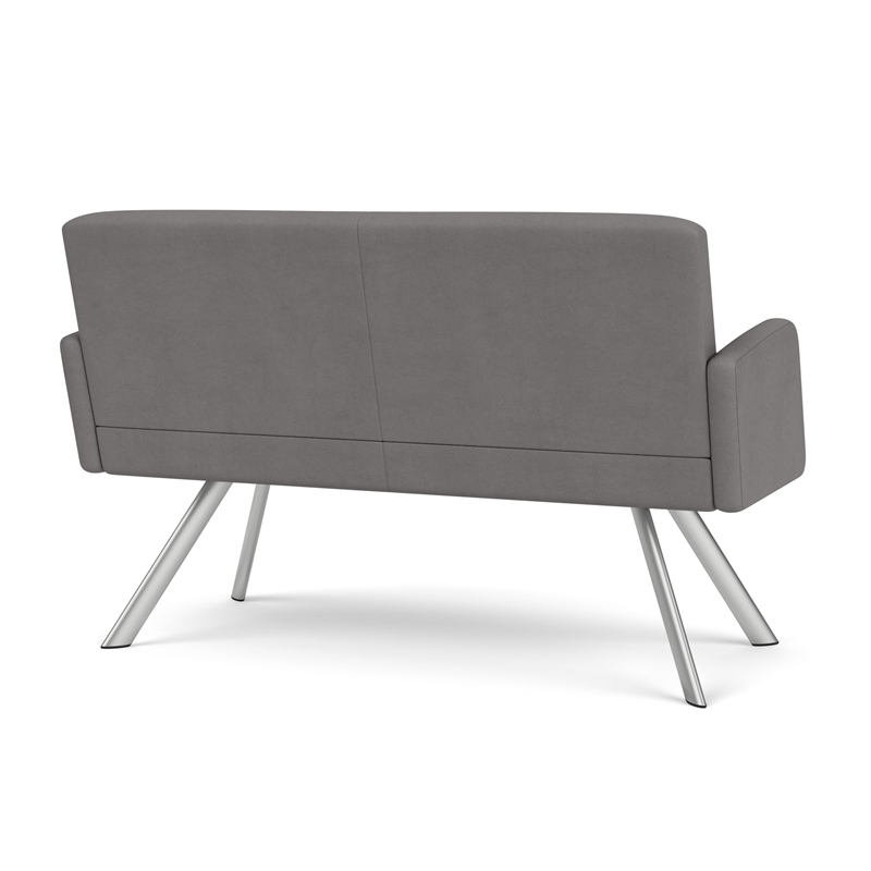 Willow Lounge Lobby Reception Waiting Loveseat / Silver Steel / Light Gray