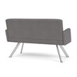 Willow Lounge Lobby Reception Waiting Loveseat / Silver Steel / Light Gray