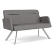 Willow Lounge Lobby Reception Waiting Loveseat / Silver Steel / Light Gray