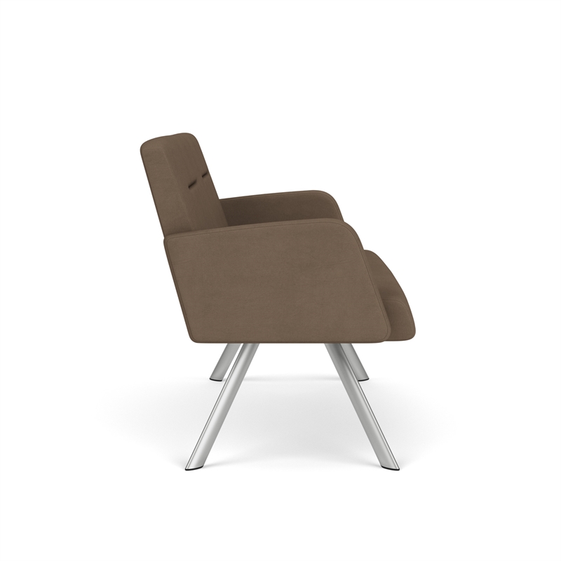 Willow Lounge Lobby Reception Waiting Room Loveseat / Silver Steel / Brown