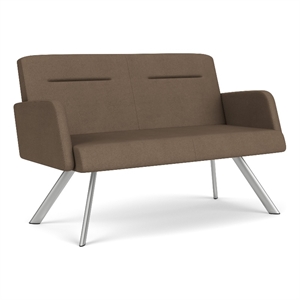 willow lounge lobby reception waiting room loveseat / silver steel / brown