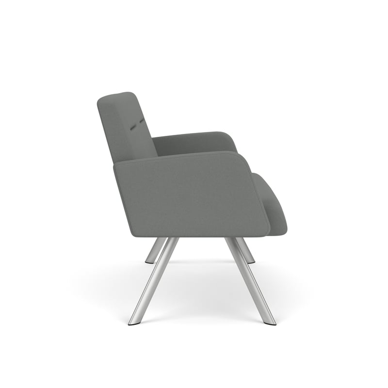 Willow Lounge Lobby Reception Waiting Loveseat / Silver Steel / Light Gray