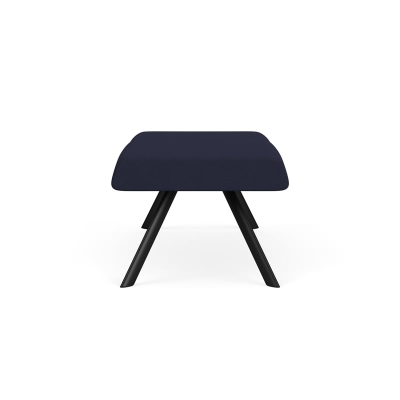 Willow Lounge Lobby Reception Waiting 2 Seat Bench / Black Steel / Navy Blue