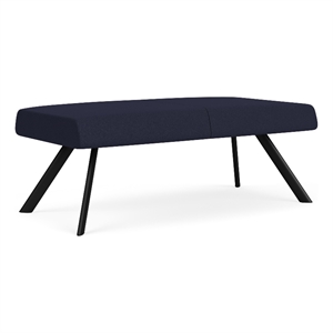 willow lounge lobby reception waiting 2 seat bench / black steel / navy blue