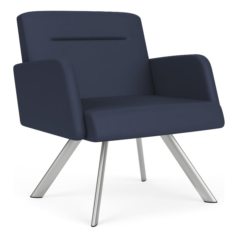 Willow Lounge Lobby Reception Waiting Bariatric Chair / Silver Steel / Blue