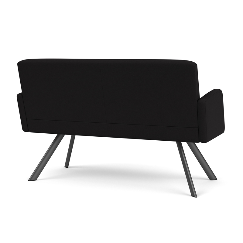 Willow Lounge Lobby Reception Waiting Loveseat / Charcoal Steel / Black