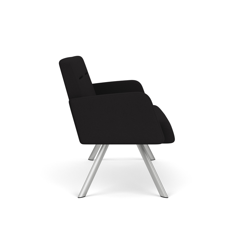 Willow Lounge Lobby Reception Waiting Room Loveseat / Silver Steel / Black