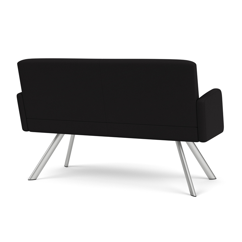 Willow Lounge Lobby Reception Waiting Room Loveseat / Silver Steel / Black