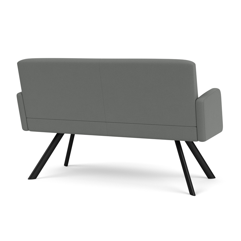 Willow Lounge Lobby Reception Waiting Loveseat / Black Steel / Light Gray