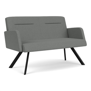 Willow Lounge Lobby Reception Waiting Loveseat / Black Steel / Light Gray