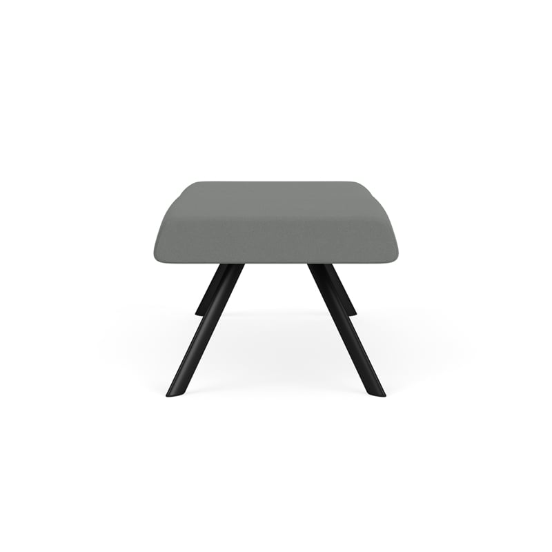 Willow Lounge Lobby Reception Waiting 2 Seat Bench / Black Steel / Light Gray