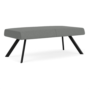 Willow Lounge Lobby Reception Waiting 2 Seat Bench / Black Steel / Light Gray