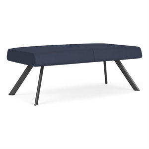 Willow Lounge Lobby Reception Waiting 2 Seat Bench / Charcoal Steel / Blue