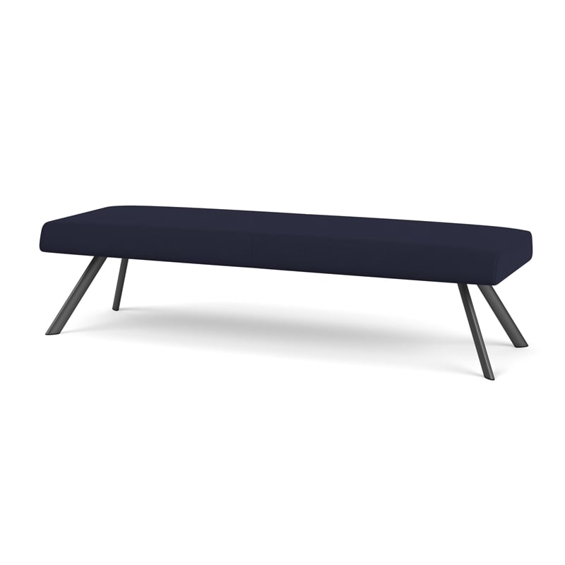 Willow Lounge Lobby Reception Waiting 3 Seat Bench / Charcoal Steel / Navy Blue