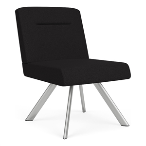 Willow Lounge Lobby Reception Waiting Armless Guest Chair / Silver Steel / Black
