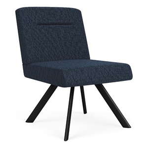 Willow Lounge Lobby Reception Waiting Armless Guest Chair / Black Steel / Blue
