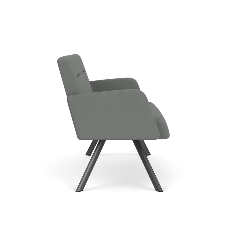 Willow Lounge Lobby Reception Waiting Loveseat / Charcoal Steel / Light Gray