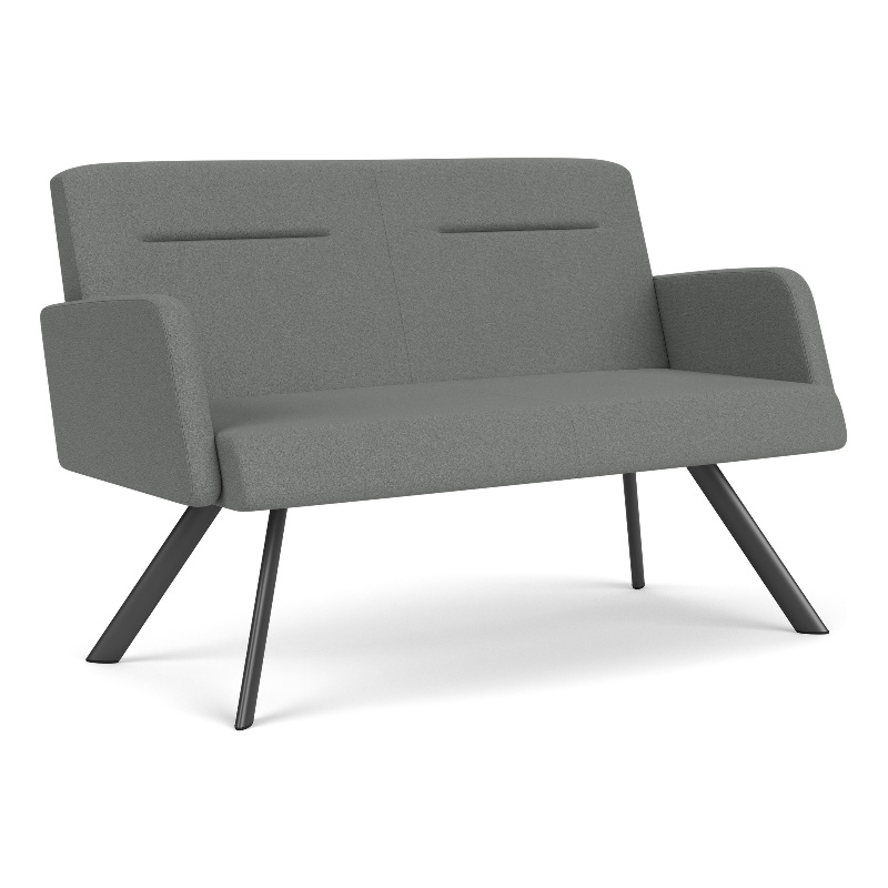 Willow Lounge Lobby Reception Waiting Loveseat / Charcoal Steel / Light Gray
