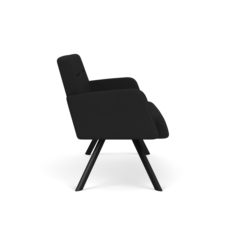 Willow Lounge Lobby Reception Waiting Room Loveseat / Black Steel / Black