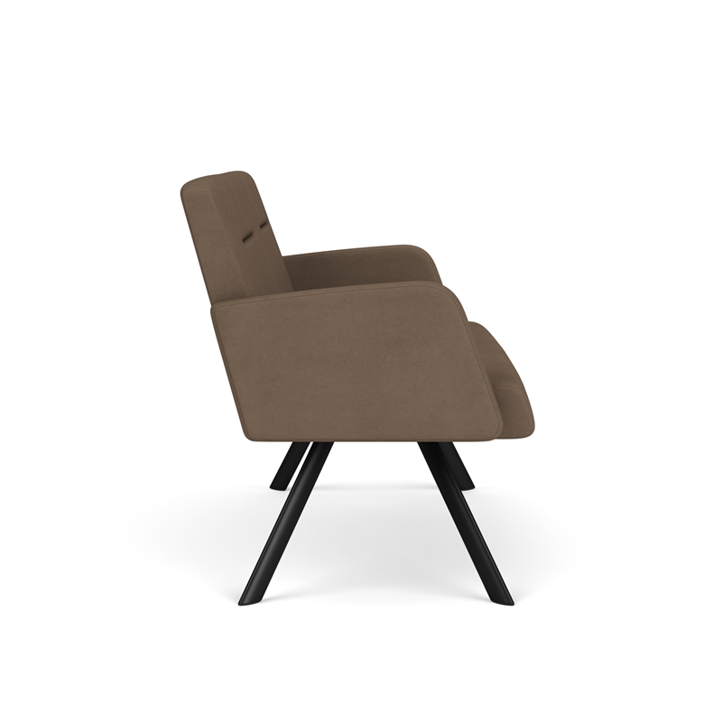 Willow Lounge Lobby Reception Waiting Room Loveseat / Black Steel / Brown