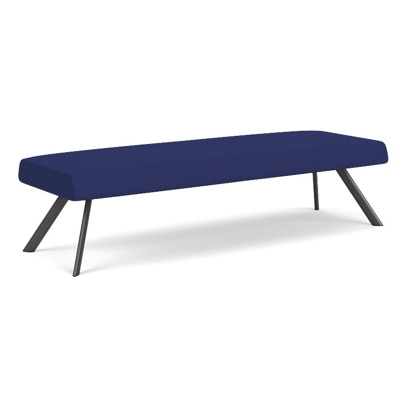 Willow Lounge Lobby Reception Waiting 3 Seat Bench / Charcoal Steel / Blue