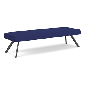 Willow Lounge Lobby Reception Waiting 3 Seat Bench / Charcoal Steel / Blue