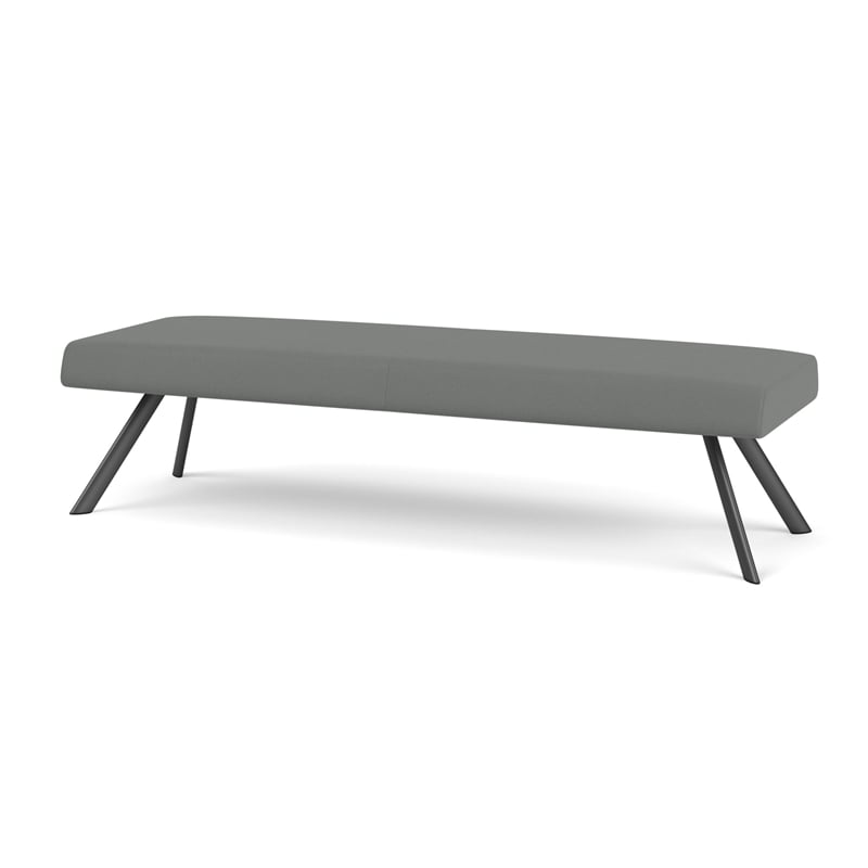 Willow Lounge Lobby Reception Waiting 3 Seat Bench / Charcoal Steel / Light Gray