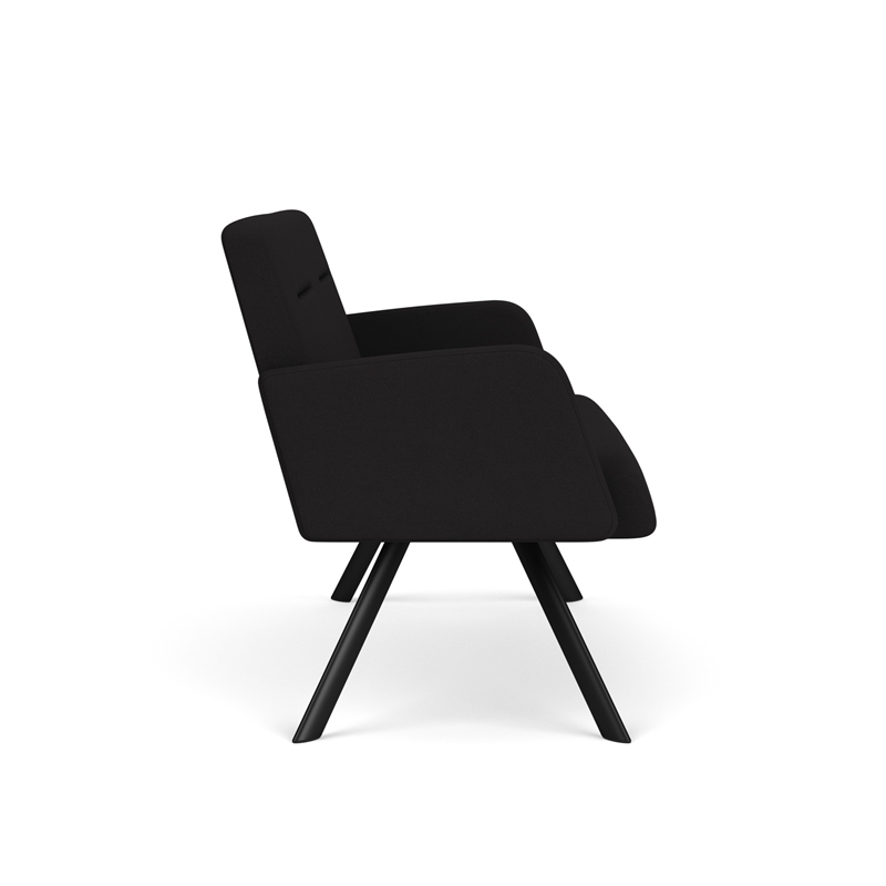 Willow Lounge Lobby Reception Waiting Room Loveseat / Black Steel / Black