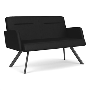 Willow Lounge Lobby Reception Waiting Loveseat / Charcoal Steel / Black