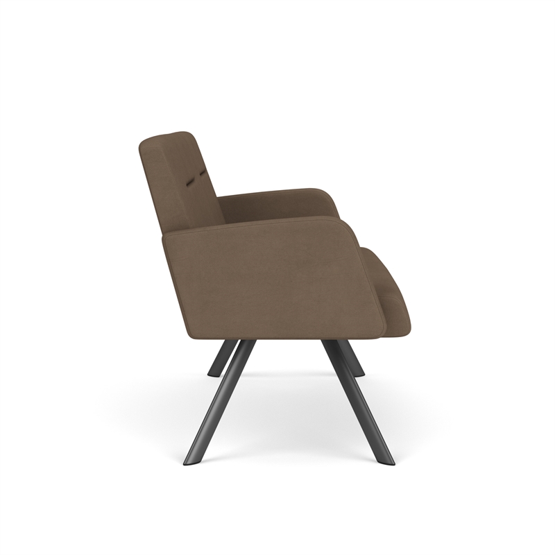 Willow Lounge Lobby Reception Waiting Loveseat / Charcoal Steel / Brown