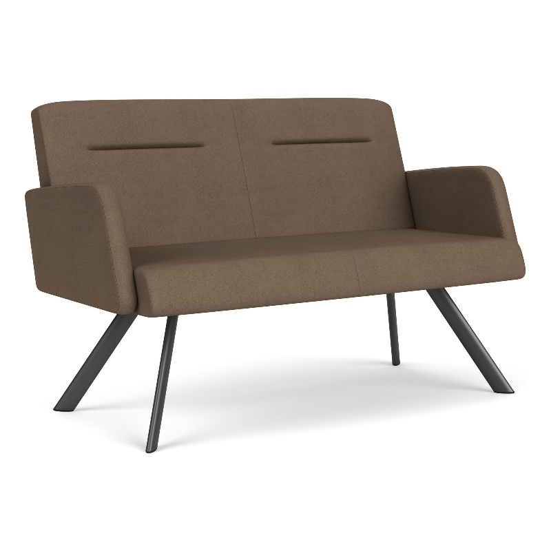 Willow Lounge Lobby Reception Waiting Loveseat / Charcoal Steel / Brown