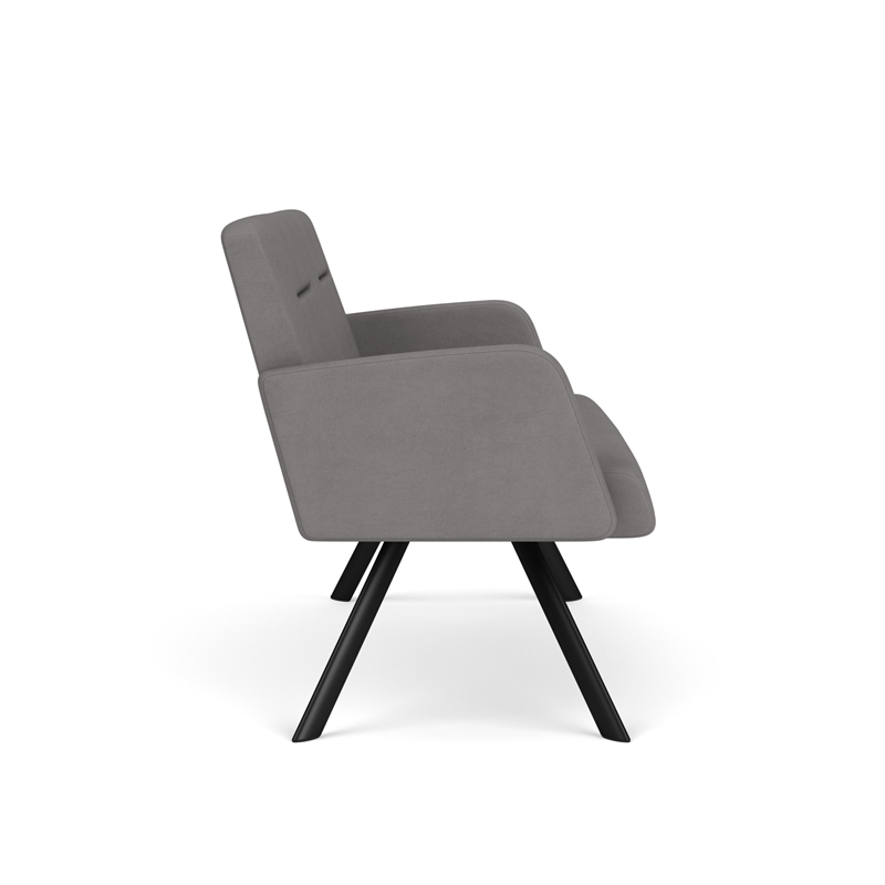 Willow Lounge Lobby Reception Waiting Loveseat / Black Steel / Light Gray