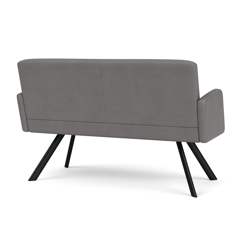 Willow Lounge Lobby Reception Waiting Loveseat / Black Steel / Light Gray