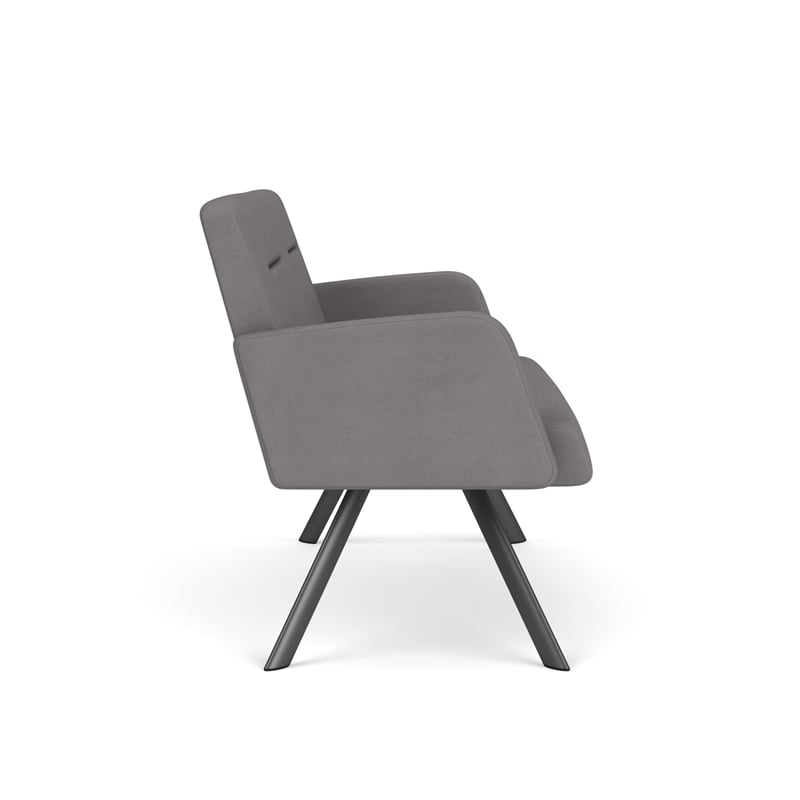 Willow Lounge Lobby Reception Waiting Loveseat / Charcoal Steel / Light Gray