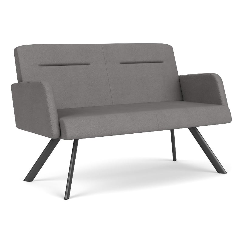 Willow Lounge Lobby Reception Waiting Loveseat / Charcoal Steel / Light Gray