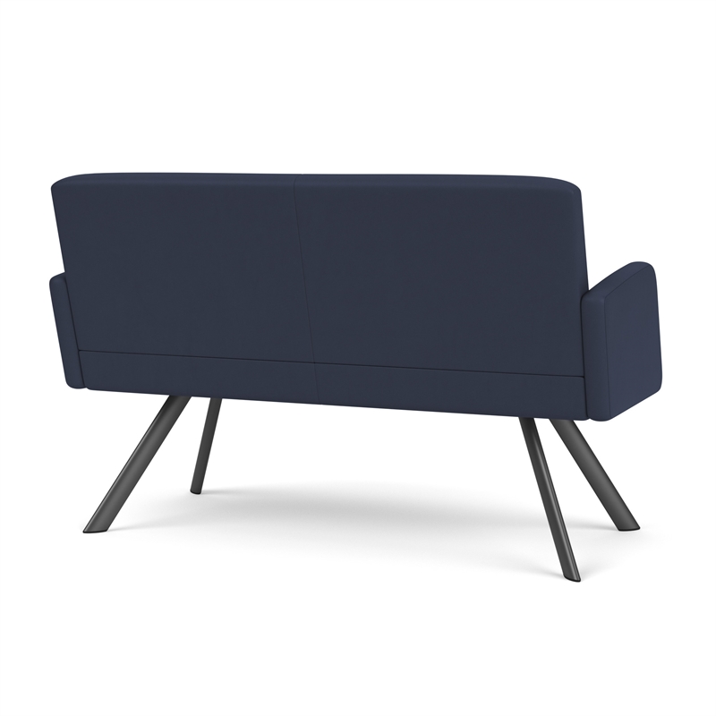 Willow Lounge Lobby Reception Waiting Loveseat / Charcoal Steel / Blue