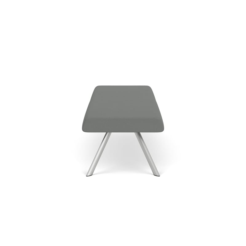 Willow Lounge Lobby Reception Waiting 3 Seat Bench / Silver Steel / Light Gray