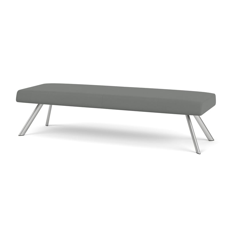 Willow Lounge Lobby Reception Waiting 3 Seat Bench / Silver Steel / Light Gray