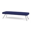 Willow Lounge Lobby Reception Waiting 3 Seat Bench / Silver Steel / Blue