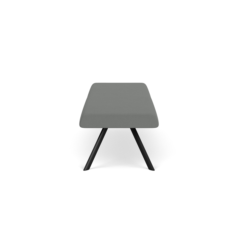 Willow Lounge Lobby Reception Waiting 3 Seat Bench / Black Steel / Light Gray