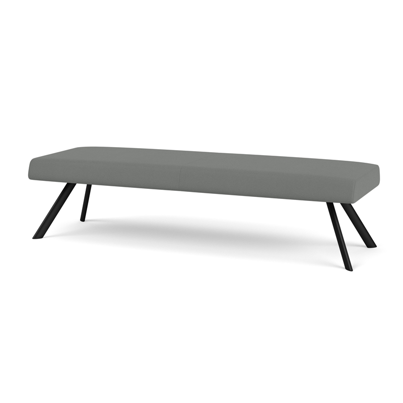 Willow Lounge Lobby Reception Waiting 3 Seat Bench / Black Steel / Light Gray